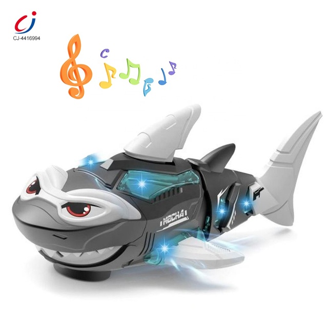 Chengji Mechanical Shark Toy Kids Electric Universal Wheel Tail Shake Robot Shark Toy with Light and Music