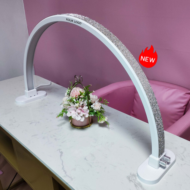 75cm Nail Table Desk Large Size Diamond Round Crystal Acrylic Modern Table Lamp Moon Led Nail Lamp Half Moon Nail Lamp