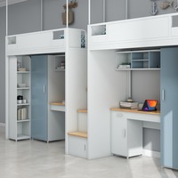 Lit superposé en fer écologique avec bureau et espace de rangement pour étudiants et petits appartements - Design moderne personnalisable