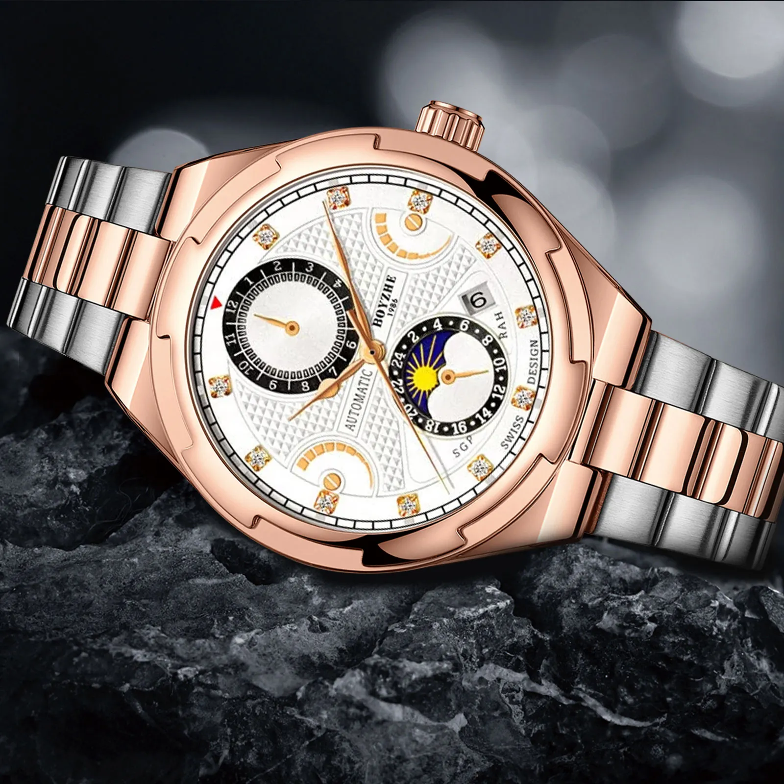 BOYZHE Factory Brand Automatic Mechanical Watches Luxury Design Sport Fashion Wristwatch for Men