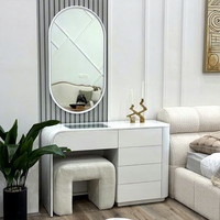 Commode de chambre moderne en MDF blanc avec miroir éclairé par LED, meuble coiffeuse, service OEM