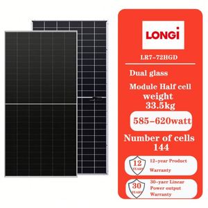 Panneau Solaire LONGi Solar Hi-mo 7 580W 585W 590W Prix Panneau Solaire Bifacial Module PV Longi 580 Watts Panneau Photovoltaïque - Product Image 1
