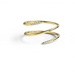 Luxury 18K Gold Plated Spiral Wrap Round Diamond <b>Ring</b> Double Layer <b>Snake</b> Coil <b>Ring</b> Promise <b>Ring</b> Fine Jewelry for Women - Product Image 1