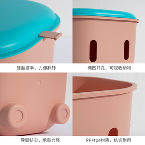 HeDouY <b>Plastic</b> Storage <b>Stool</b> Rectangle Toy Organizer Standing Type For Kids Home Use - Product Image 5