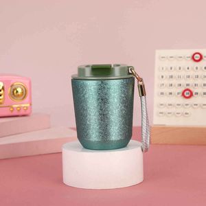 Stainless Steel Tumbler With Rope Glitter Finish Vacuum Insulated Travel <b>Cup</b> Round Modern Design For Adults - Product Image 4