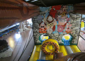 Desain unik tema dinosaurus usia batu rintangan tiup Slide tiup primitif Man Bouncer untuk anak-anak - Product Image 5