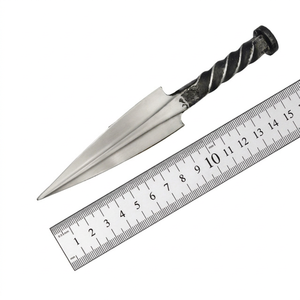 Demonio de doble filo forjado a mano ferrocarril Spike cuchillo completo Tang mango trenzado acero de alto carbono 58-60HRC funcional Camping DIY - Product Image 1