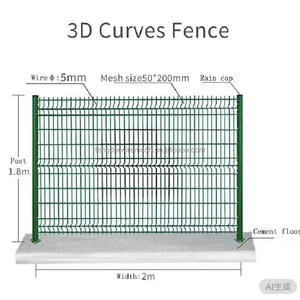 Chứng nhận chất lượng trang trí hàng rào cảnh quan thân thiện với ngân sách mạ kẽm 3D cong dây lưới hàng rào mô hình 3D bao gồm - Product Image 3
