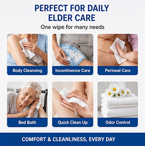 Lingettes désodorisantes pour adultes, sans rinçage, pour lit et bain, pour incontinence adulte, sans alcool, pour personnes âgées, avec logo personnalisé OEM ODM - Product Image 3