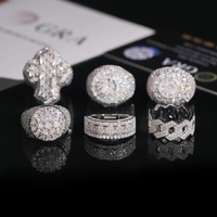 En stock aux États-Unis : Collection de bagues croix en argent sterling S925 avec moissanite VVS Ice Out pour hommes, style rappeur