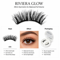 Faux cils magnétiques légers et résistants à l'eau en PBT, effet Riviera Glow, avec aimant puissant et arche entièrement symétrique, vente en gros