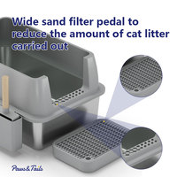 Bac à litière pour chat en acier inoxydable Contrôle des odeurs Toilette pour chat en métal avec espace intérieur de 20L Bac à litière pour chat facile à nettoyer