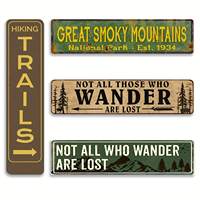 Letrero Metálico Retro de las Senderos de Montaña, Decoración de Pared del Parque Nacional Great Smoky Mountains para Cabaña, Casa, Aventura al Aire Libre