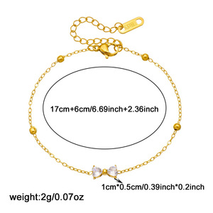 Stylish Bowknot Pendant Gold Plated Stainless Steel Jewelry <b>Set</b> Necklace <b>Bracelet</b> Women Gift Fashion Jewelry - Product Image 4