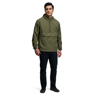 Spring High Quality Outdoor Patched Pullover <b>Jacket</b> for <b>Men</b> Custom <b>Half</b> <b>Zip</b> Nylon Anorak Hooded Wind <b>Men</b> Windbreaker <b>Jacket</b> - Product Image 1