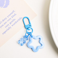 Porte-clés personnalisé en forme d'ours en gelée, breloque fantaisie en acrylique couleur bonbon, pentagramme, accessoires promotionnels en acier inoxydable