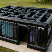 Jeu de labyrinthe gonflable géant commercial en PVC, personnalisé sur le thème d'Halloween, maison hantée, installation facile, jeux gonflables