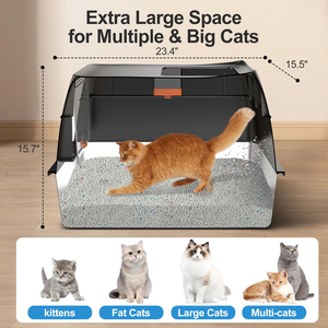 Extra Large <b>Cat</b> <b>Litter</b> Box Anti-Leakage Stainless Steel Easy Clean Lid for Big <b>Cats</b> Enclosed Removable Metal <b>Litter</b> Box - Product Image 4