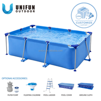 Maßgefertigter Rechteckiger Rahmenpool Outdoor Aufstellpool Metall-Stahlrahmen PVC Familien-Gartenpool mit Pumpenset