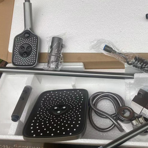 Đương Đại tắm vòi hoa sen vòi hệ thống phẳng hiển thị kỹ thuật số bàn phím đàn piano phím bấm Gunmetal Chrome bề mặt mưa massage mềm - Product Image 3