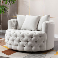 Ensemble de 2 fauteuils en velours modernes pour meubles de salon Fauteuil d'appoint de luxe pour salon Modèles de fauteuils ronds et pivotants surdimensionnés
