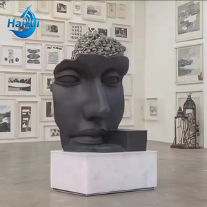 <span class=keywords><strong>Sculpture</strong></span> faciale abstraite en acier inoxydable, masque métallique, design moderne, pour parcs extérieurs, centres commerciaux, hôtels, personnalisation - Product Image 6