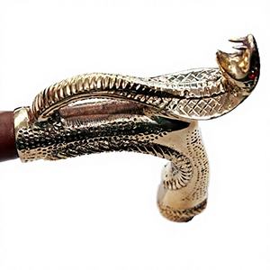 Bastón de madera pulida hecho a mano estilo náutico vintage antiguo con mango sólido de cobra y patrón de naturaleza muerta, ajustable, ideal para regalo. - Product Image 3