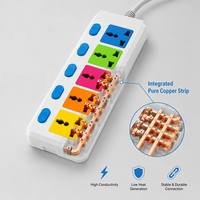 Regleta de Enchufes Universal de 5 Vías con Logotipo Personalizado al por Mayor, CE, Colorida, con Interruptores Individuales, 3 Puertos USB Tipo C PD de Carga Rápida