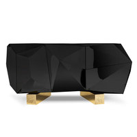 Buffet en bois et acier inoxydable Furnistyle, style italien européen, design diamant, finition métal brillant, meuble de maison