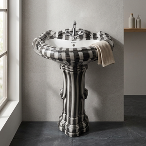 Printed Designer Ceramic Wash Basin with <b>Full</b> Pedestal Outdoor Bathroom Sanitary Ware - Product Image 4