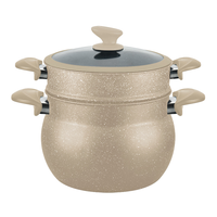 Couscoussier marocain à induction en aluminium, forme perle, 2 niveaux