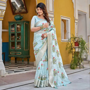 Nouveau festival indien Saree avec broderie lourde et matériau en soie Cristtal Zecard Bodar Style traditionnel pour une tenue quotidienne de fête - Product Image 1