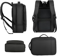 Sac à dos minimaliste pour ordinateur portable 15,6 pouces, imperméable, avec housse de pluie, en tissu Oxford, extensible, pour affaires et université, avec ceinture à coussin d'air en polyester