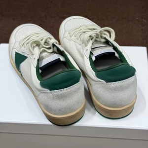 White Green <b>Walking</b> Style Sneakers Lace Up Low <b>Top</b> Casual Leather Look Shoes for Men and Women - Product Image 4