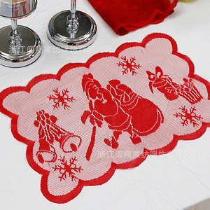 Embroidered Christmas Table Runner Santa Claus Bells Snowflake Pattern Polyester Party Decorations - Product Image 1