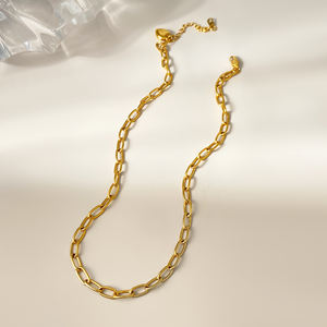 Klasik zincir su geçirmez Pvd kaplama takı altın kaplama kalp bağlantı kolye kadınlar ve erkekler için - Product Image 4