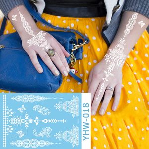 Autocollant de <span class=keywords><strong>tatouage</strong></span> au henné blanc, motif <span class=keywords><strong>dentelle</strong></span>, encre blanche pour femmes - Product Image 5