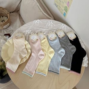 Calcetines finos de algodón sin costuras para mujer, transpirables, con bloques de color y malla acanalada, estilo Instagram, de Songmu, colección Primavera/Verano - Product Image 4