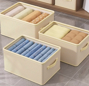 Kleidungsaufbewahrungsbox Kleiderschrank Rechteckig Zuhause Große Kapazität Stoff Faltbar Langlebig 10kg Platzsparend Moderner Einfacher Stil - Product Image 4