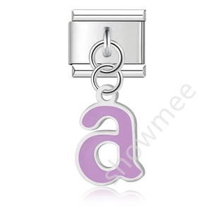 Pulsera Italiana de Acero Inoxidable para Parejas con Letras Inglesas Coloridas de la A a la Z Colgantes para Colgar en la Pulsera Italiana - Product Image 2