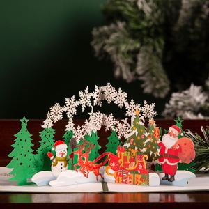 Carte de Noël 3D Santa Forest, cartes de vœux 15x20cm, couleur personnalisée, style européen, papier mat, vernissage, impression typographique - Product Image 3