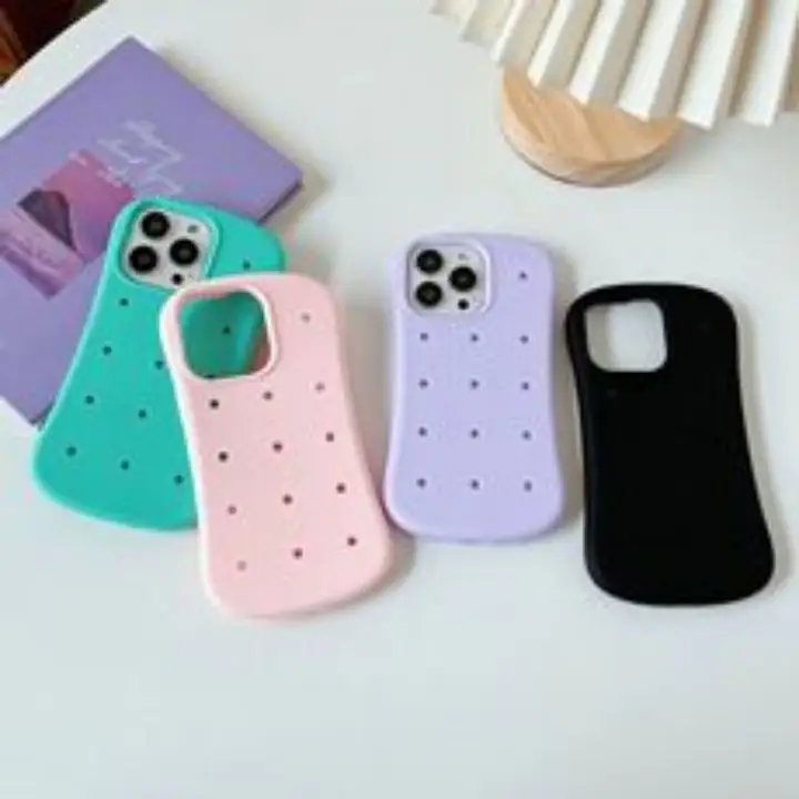3D Silicone Croc DIY Phone Case Charms For iPhone 15 14 13 12 11 Pro max XS XR Shock proof Protect Breathable Case Back Cover