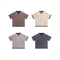 ARTIE Kaos Pria Terbaru 250g Warna Kontras Batik Washed Distressed Longgar Katun Murni Gaya Jalanan Lengan Pendek