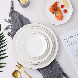 Platos Personalizados con Diseños de Calcomanías, Platos Blancos y de Servicio Redondos de Porcelana Fina de Alta Calidad con Borde Dorado para Restaurante - Product Image 5