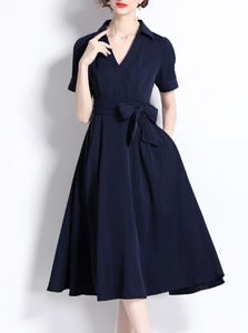 <span class=keywords><strong>Robe</strong></span> coréenne à manches courtes personnalisée Vintage robes d'été longues officielles femmes une ligne rétro 1950s 60s femmes - Product Image 2