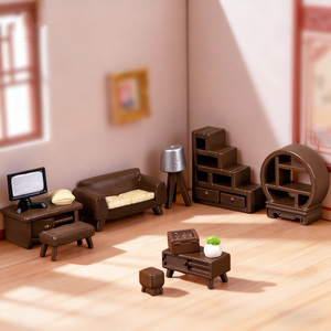 Set de Decoración de Muebles en Miniatura para Casa de Muñecas, Accesorios DIY que Incluyen Comedor, Sala de Estar y Dormitorio, Juguetes - Product Image 2