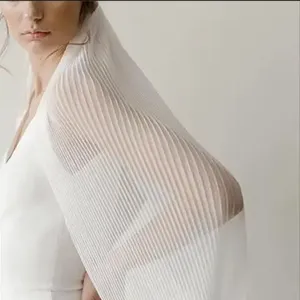 ROMANTIC Wholesale New Bridal Soft Tulle Single Layer Short Ivory Folded Wedding Veil