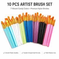 Xin Bowen Pincel Arte 10pcs Pinceaux en nylon avec tiges en plastique Pinceaux aquarelle à l'huile pour peinture d'art