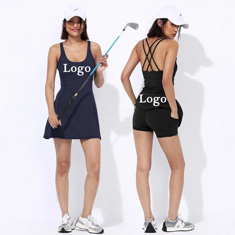 Falda y vestido de Tenis con logotipo personalizado para mujer, conjunto de 2 piezas de Tenis de talla grande