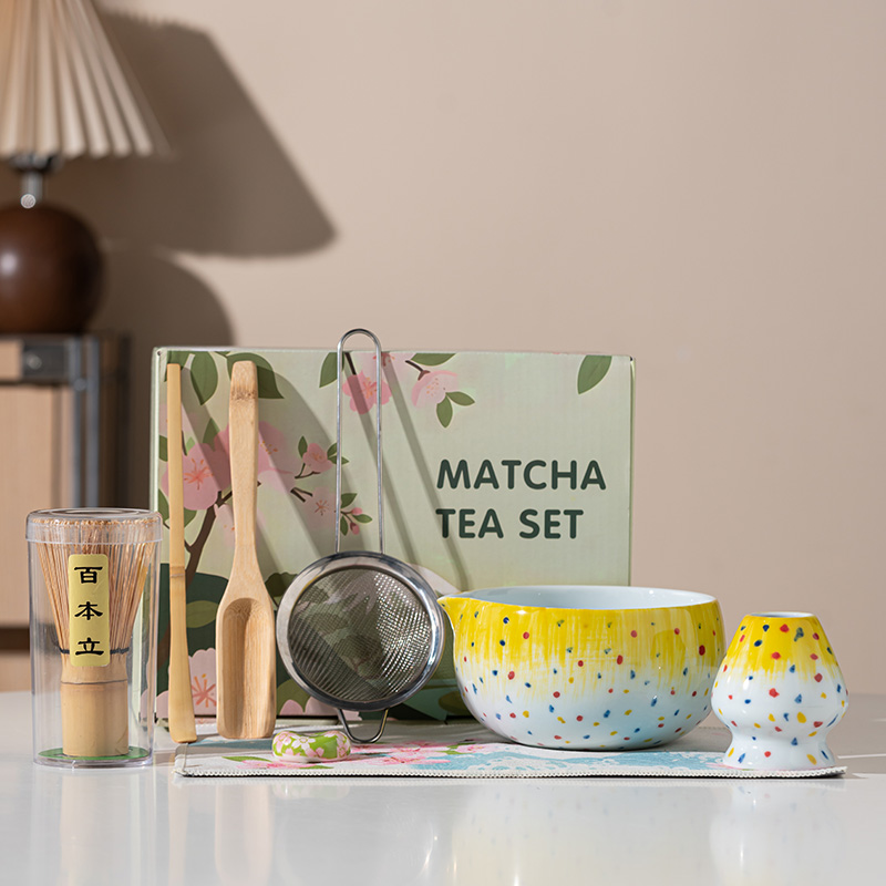 Color wave dot matcha 8-piece lemon yellow